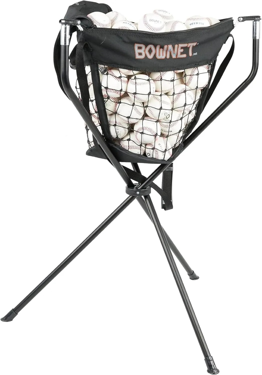 Bownet Ball Caddy Elite and Carry Bag, Large Multi-Sport Practice Ball Caddy for Softballs, Baseballs, and Tennis Balls (36" Tall)