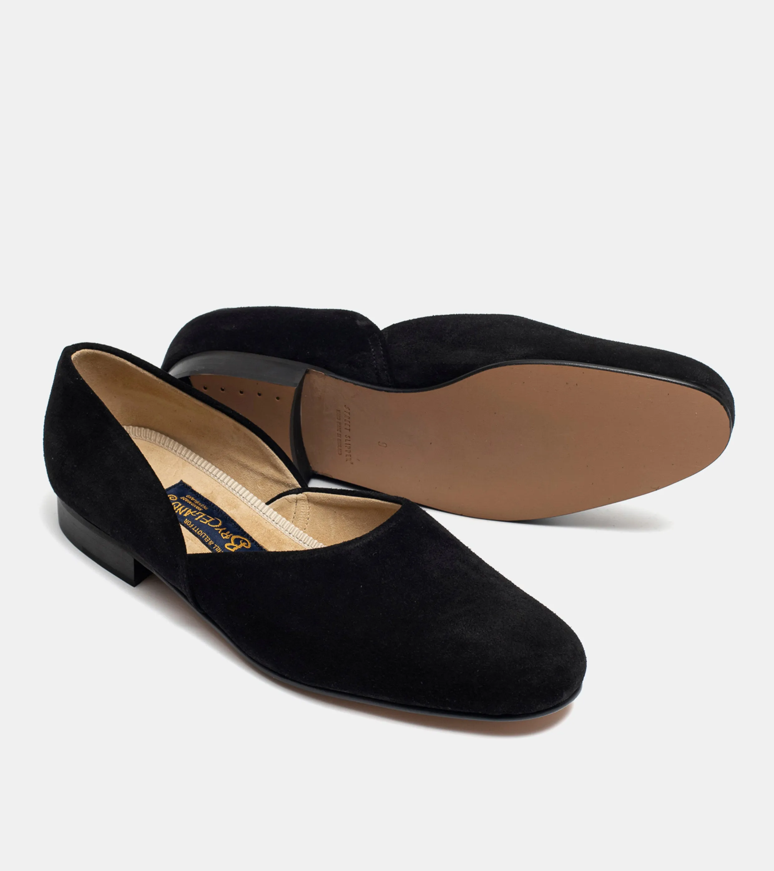 Bryceland's x Bowhill & Elliott Grecian Slippers Black Suede