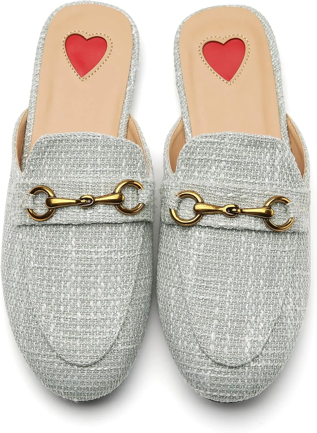 Buckle Mules for Women Flats Round Toe Slip On Backless Loafers Ladies Work Shoes