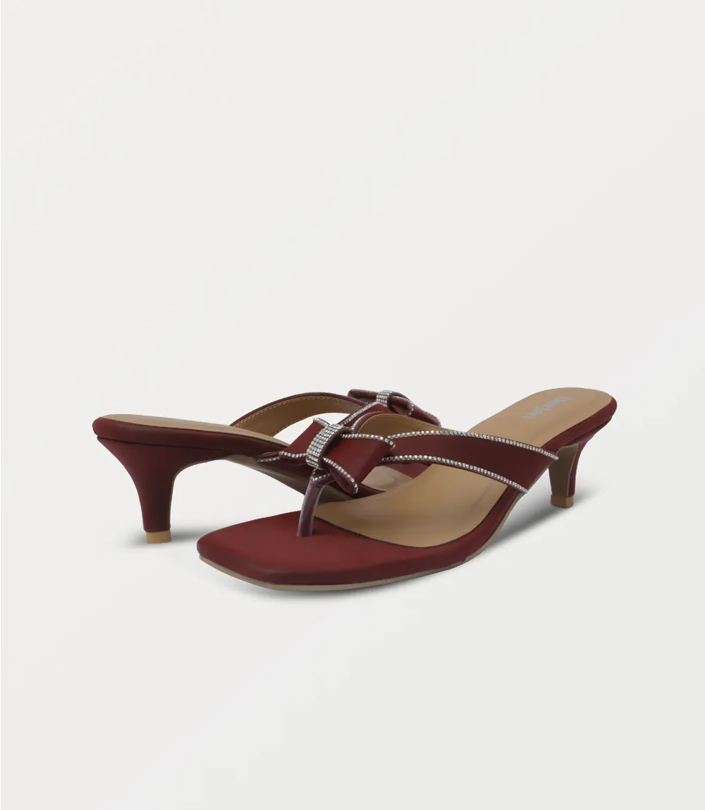 BW10365-MAROON-Women Chappal Heel