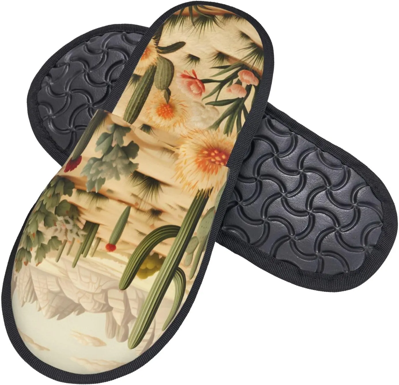 Cactus and Other Patterns Women's Fuzzy Slippers Slip-on Slipper Soft Comfy Bedroom Slippers Non-slip House Shoes
