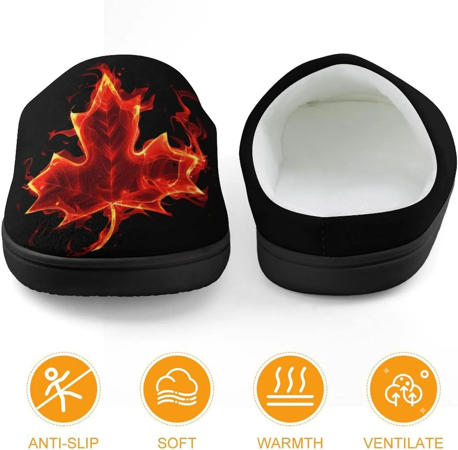 Canada Flag Maple Flame Cute Cotton Slippers Anti-slip House Shoes Funny Slipper Indoor Outdoor