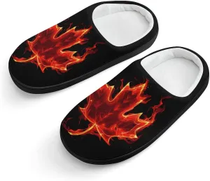 Canada Flag Maple Flame Cute Cotton Slippers Anti-slip House Shoes Funny Slipper Indoor Outdoor