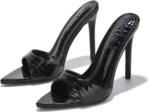 Cape Robbin Women Pointed Toe Heels Sandals Stiletto High Heels Slip on Mules