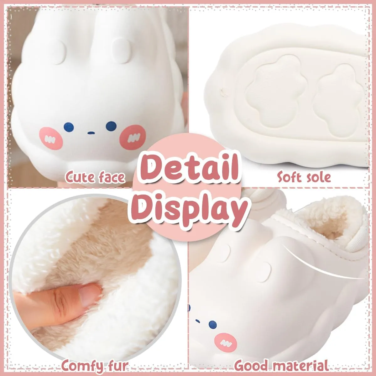 Caramella Bubble Women Cute Bunny Animal Slippers Memory Foam Cotton Rabbit House Shoes for Adults Indoor Outdoor