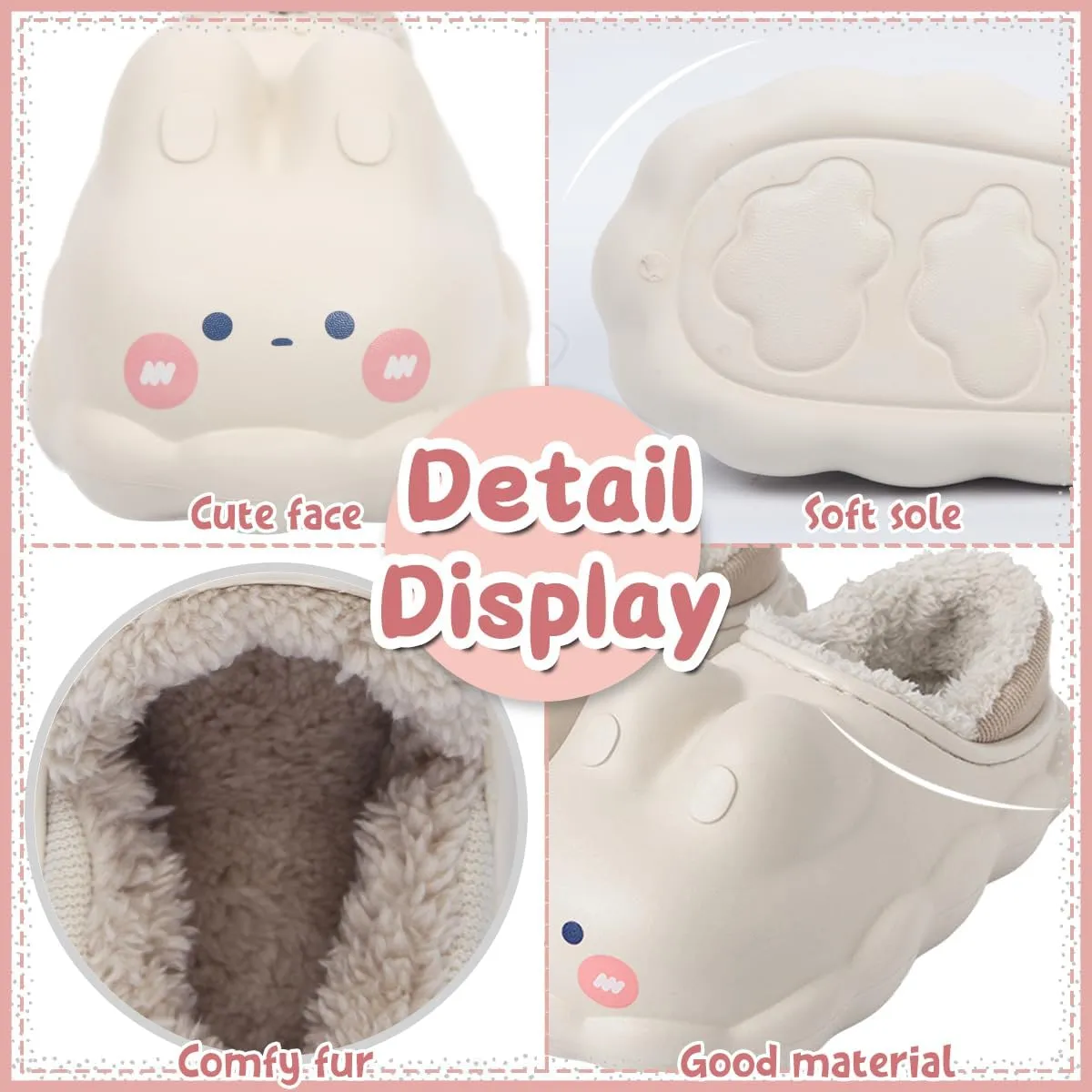 Caramella Bubble Women Cute Bunny Animal Slippers Memory Foam Cotton Rabbit House Shoes for Adults Indoor Outdoor