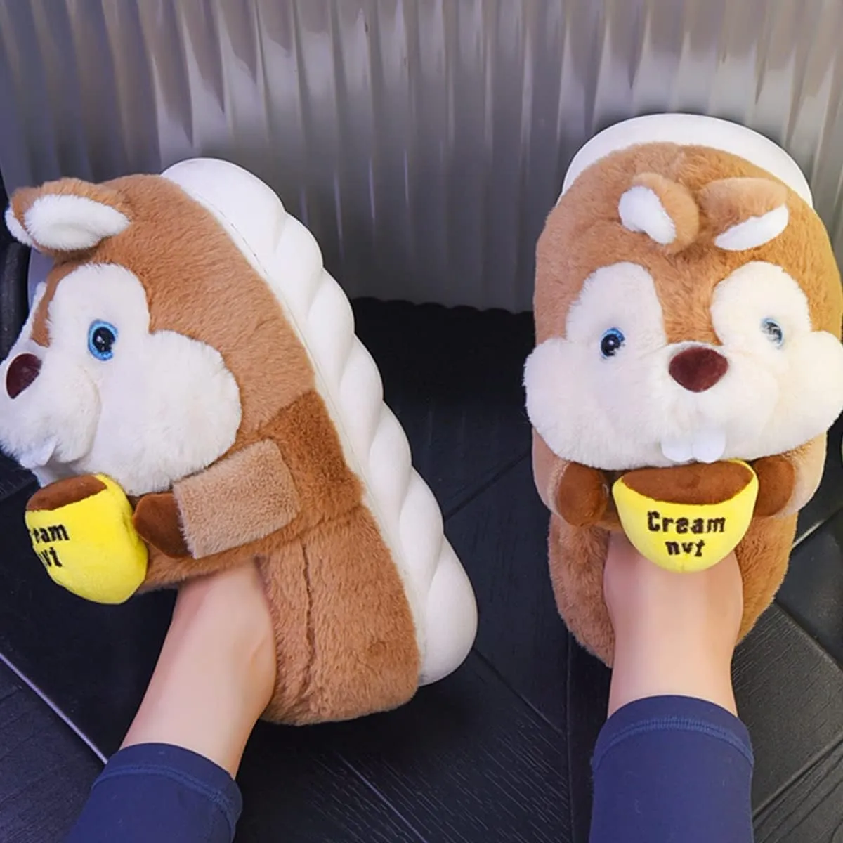 Caramella Bubble Women Duck Animal Slippers: Cute Novelty Warm House Shoes for Adults