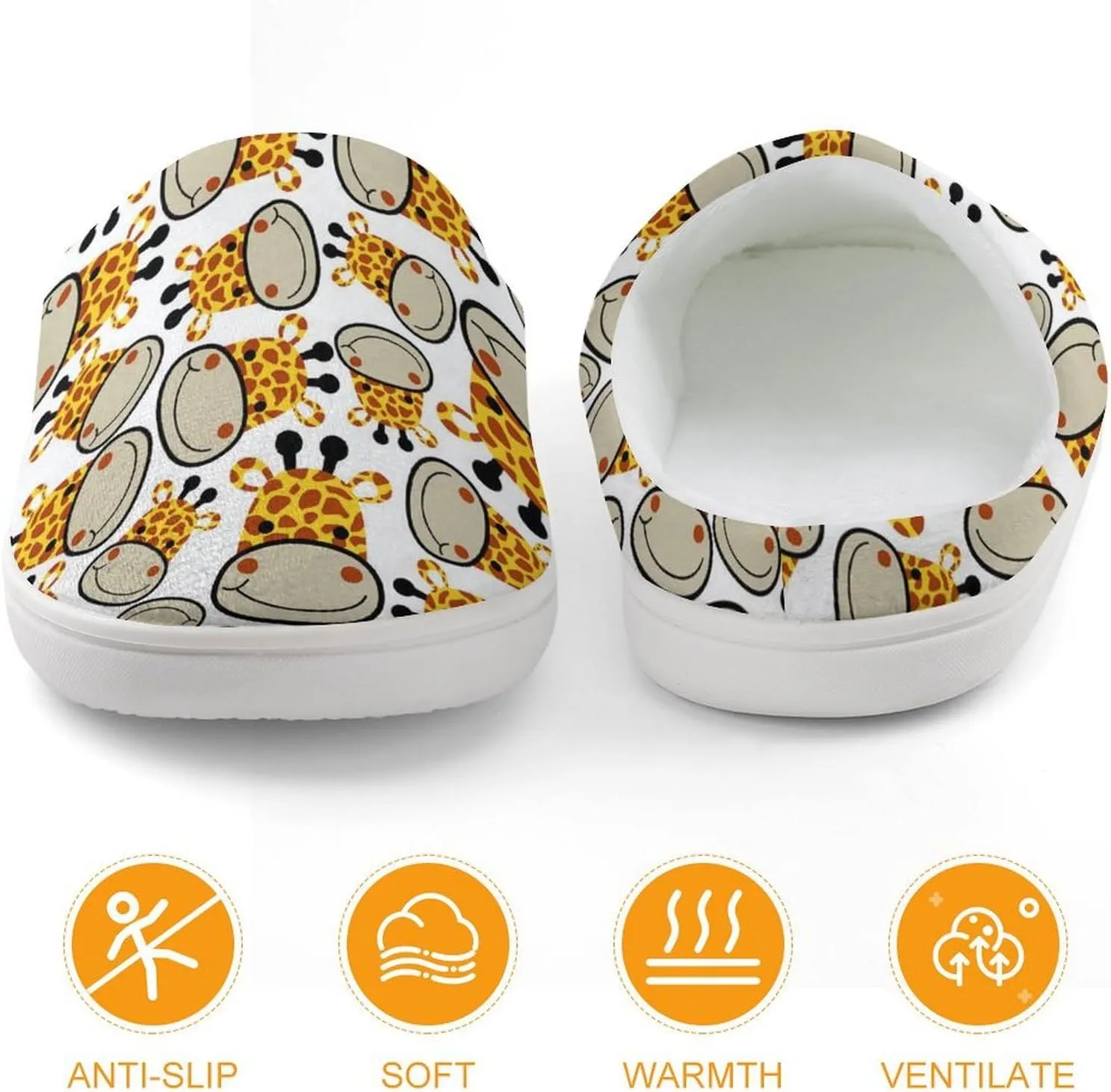 Cartoon Giraffes Head Cute Slippers For Girls Boys Anti Slip House Slipper Warm Shoes For Indoor Outdoor
