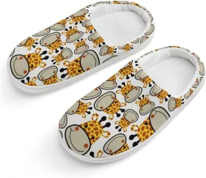 Cartoon Giraffes Head Cute Slippers For Girls Boys Anti Slip House Slipper Warm Shoes For Indoor Outdoor