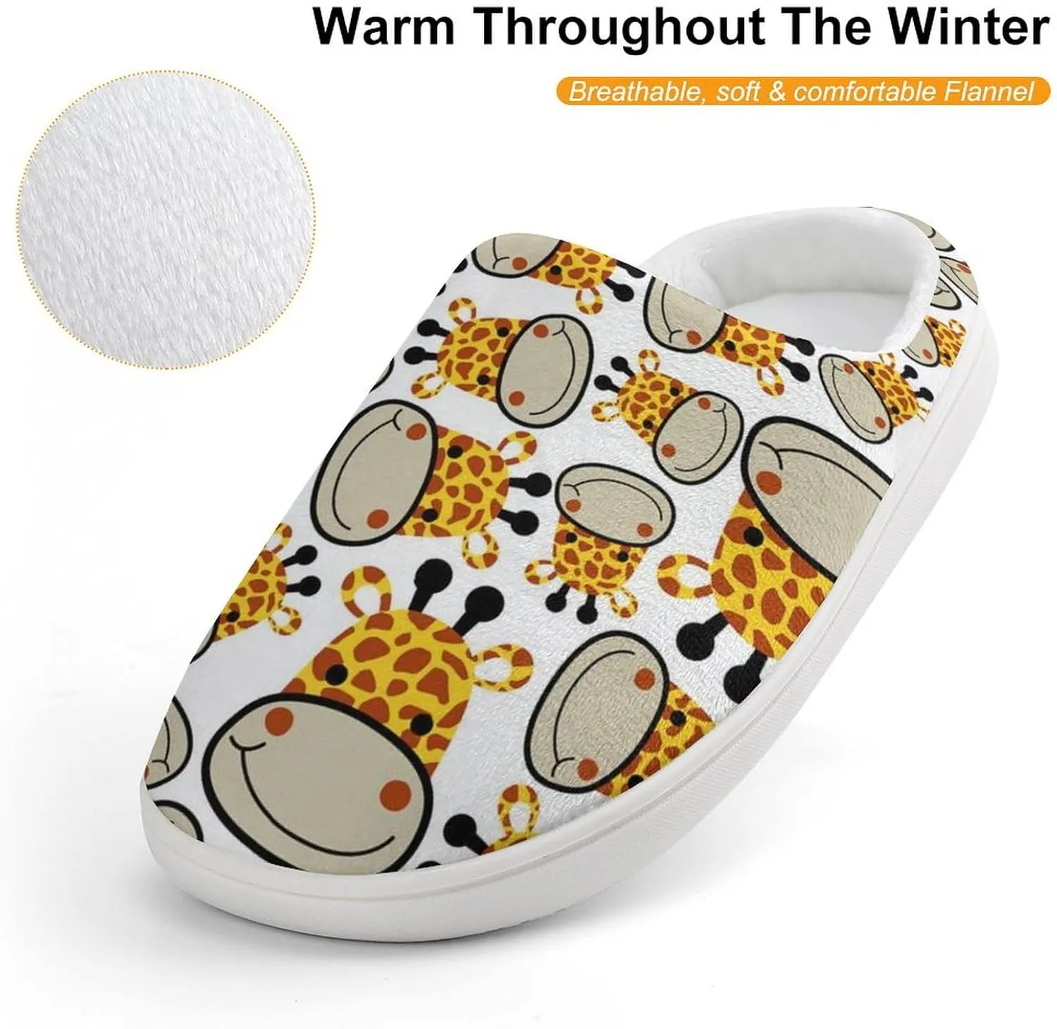 Cartoon Giraffes Head Cute Slippers For Girls Boys Anti Slip House Slipper Warm Shoes For Indoor Outdoor