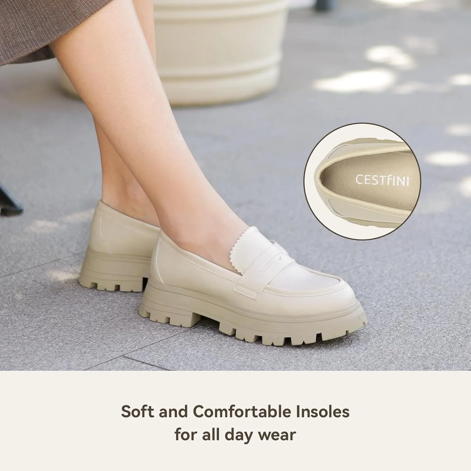 Cestfini Platform Chunky Loafers for Women