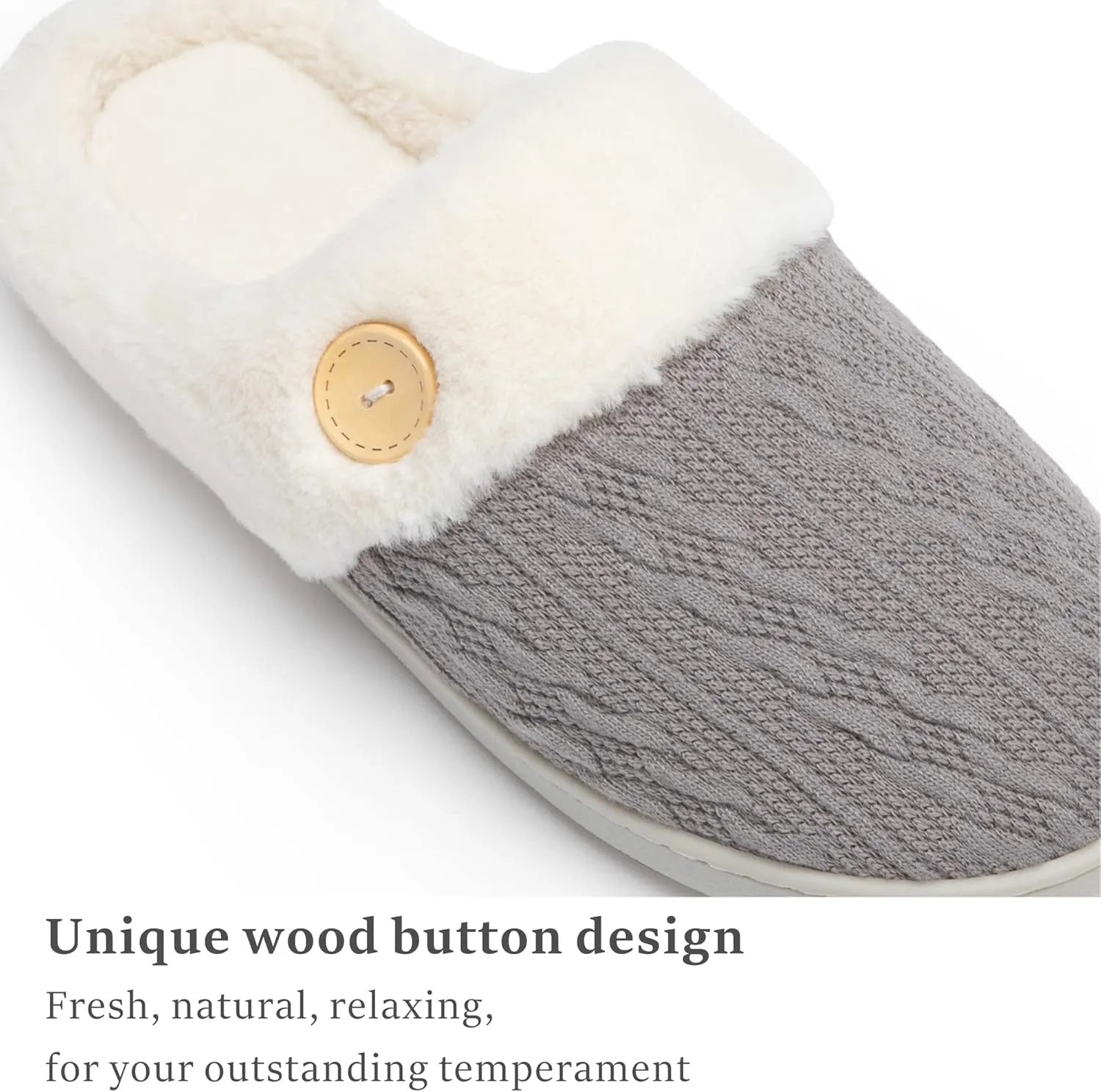 Chantomoo Womens Slipper Warm Comfy Memory Foam House Slippers Knitted Shoes Faux Fur Lined Anti-Skid Rubber Sole Bedroom Cozy Indoor Outdoor Slippers