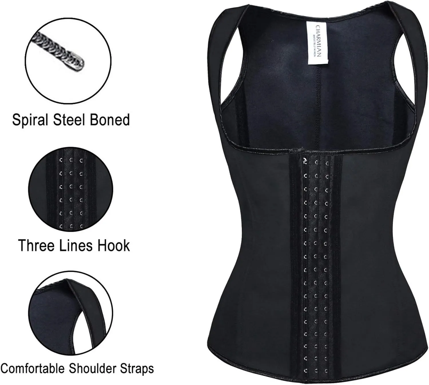 Charmian Women's Latex Underbust Waist Training Steel Boned Shapewear Corset