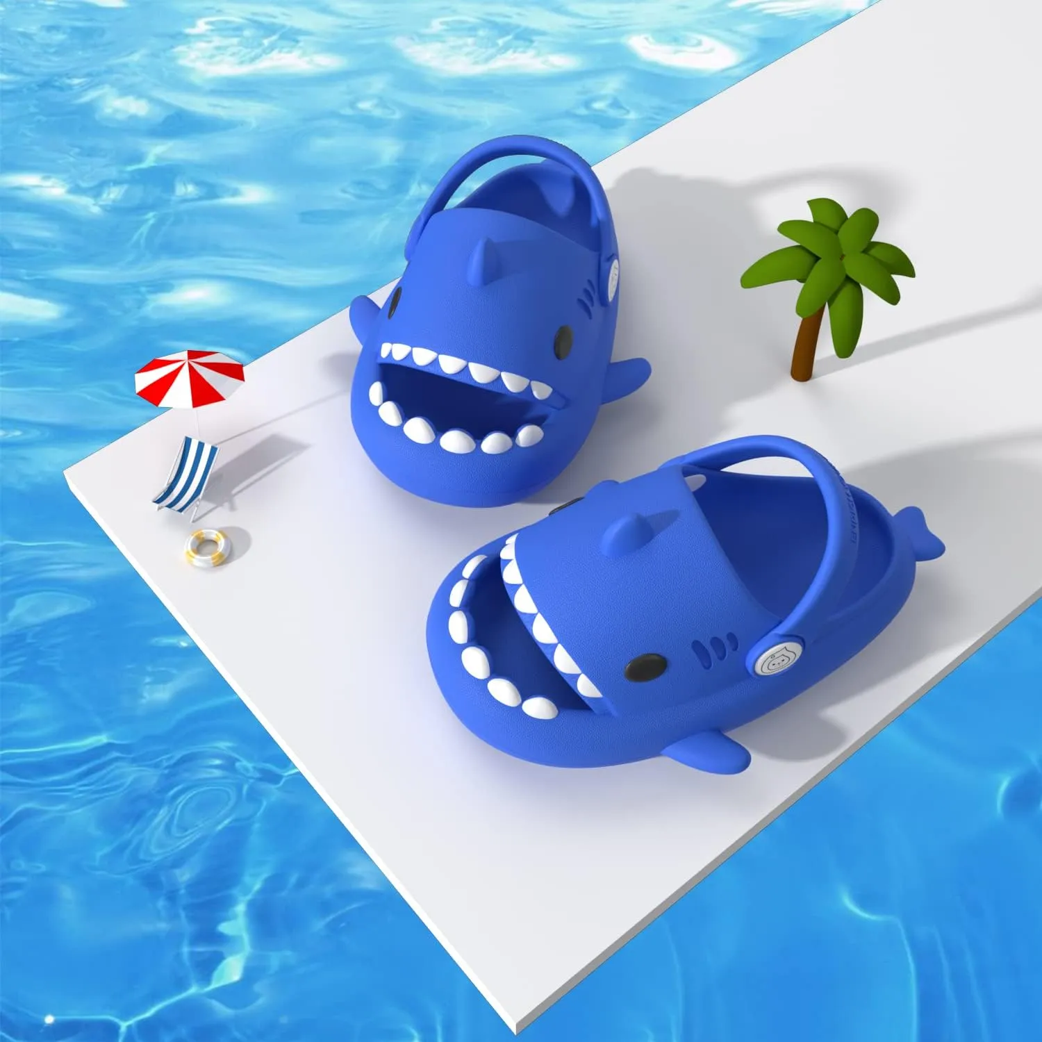 ChayChax Boys Girl Cloud Shark Slides Non-Slip Novelty Open Toe Sandals Extremely Comfy Cushioned Thick Sole Cute Cartoon Shower Slippers Indoor & Outdoor