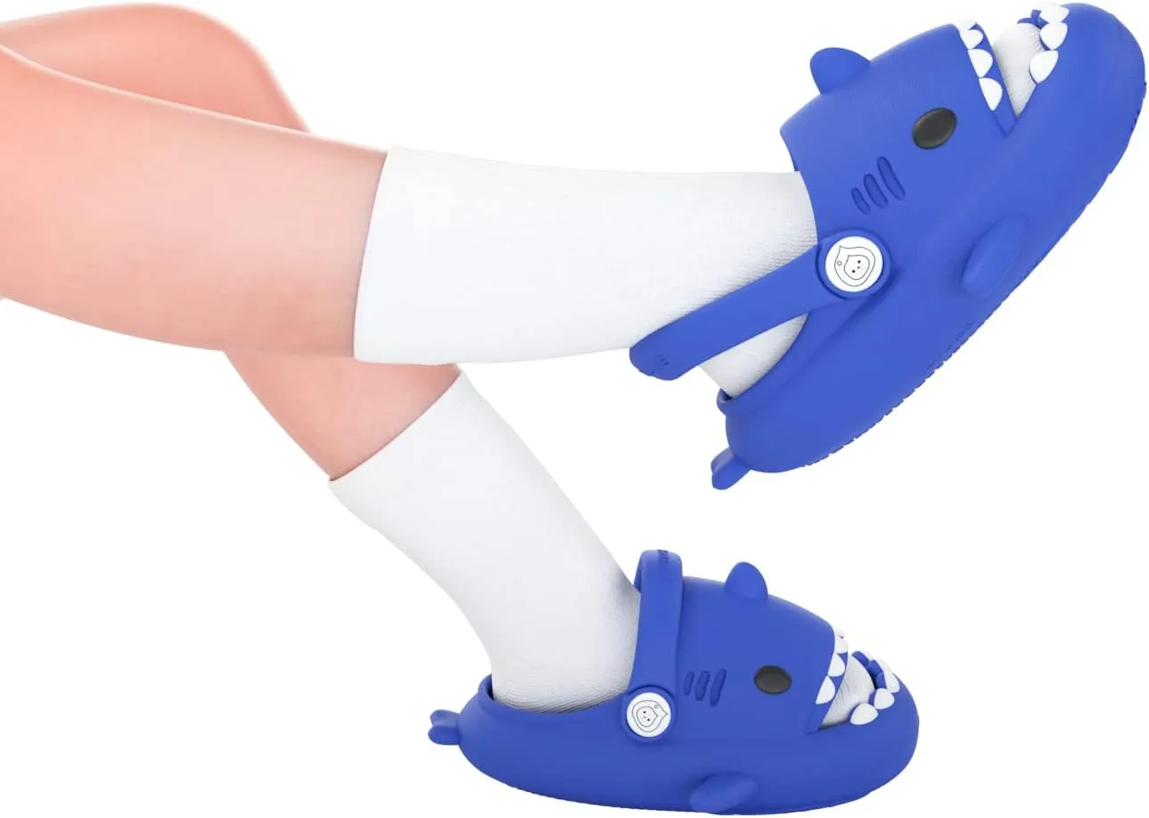 ChayChax Boys Girl Cloud Shark Slides Non-Slip Novelty Open Toe Sandals Extremely Comfy Cushioned Thick Sole Cute Cartoon Shower Slippers Indoor & Outdoor