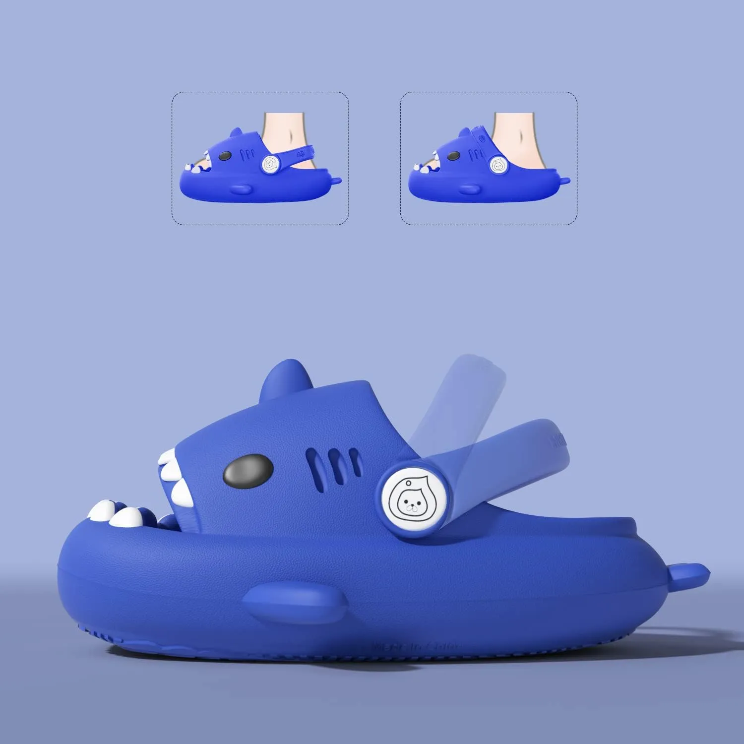 ChayChax Boys Girl Cloud Shark Slides Non-Slip Novelty Open Toe Sandals Extremely Comfy Cushioned Thick Sole Cute Cartoon Shower Slippers Indoor & Outdoor