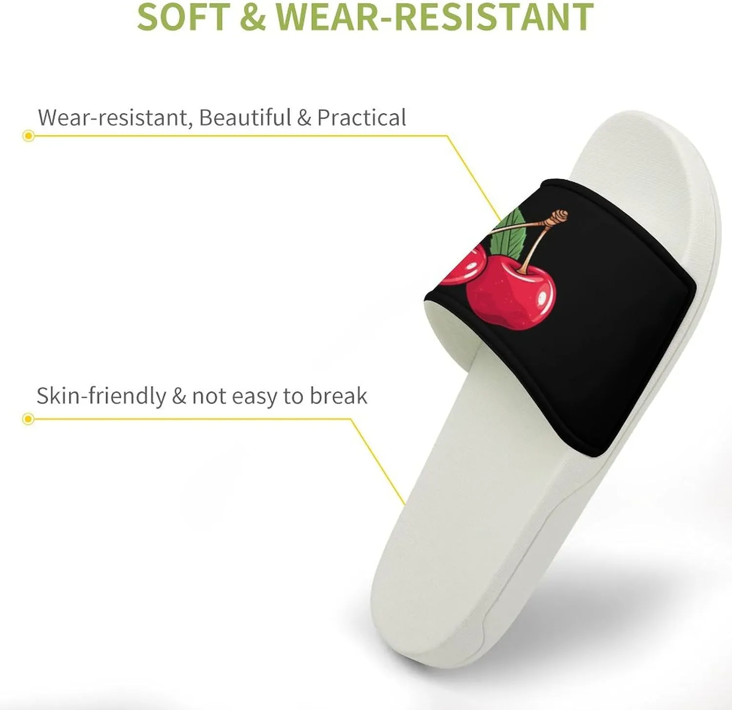 Cherries Open Toe Slippers for Women And Men Non Slip Shower Slippers Home Slippers