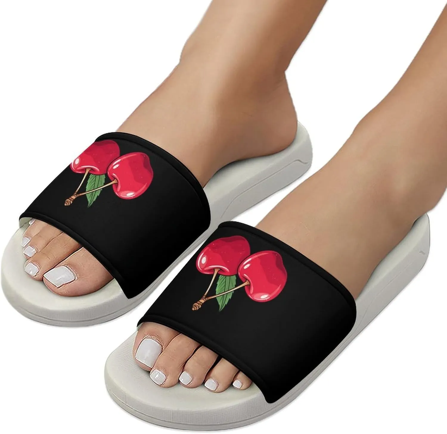 Cherries Open Toe Slippers for Women And Men Non Slip Shower Slippers Home Slippers