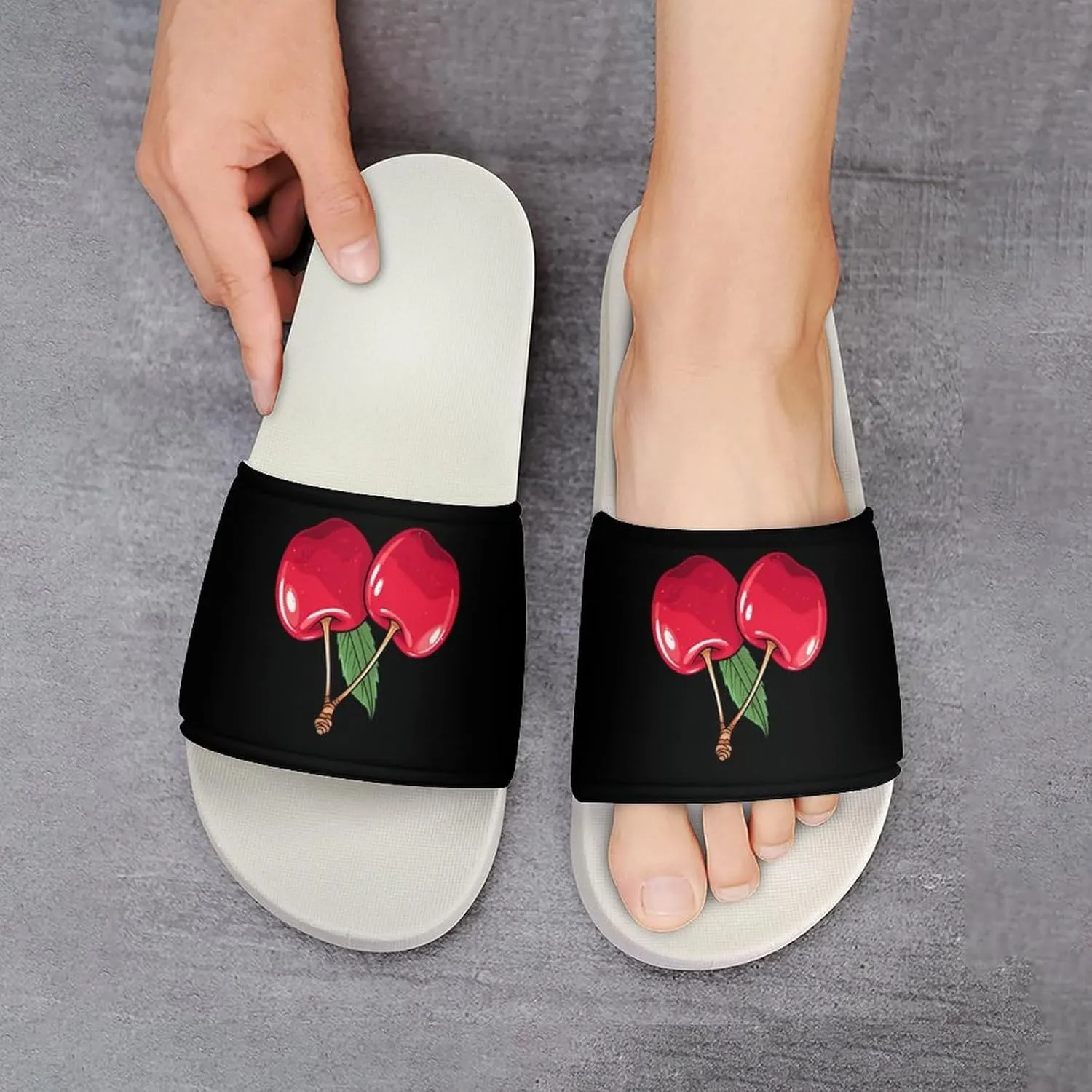 Cherries Open Toe Slippers for Women And Men Non Slip Shower Slippers Home Slippers