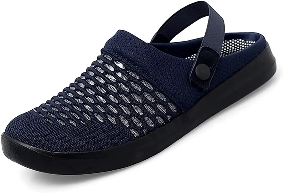 ChicLovey Mens Hollow Mesh Breathable Walking Slippers Garden Clog Summer Shoes Sandals