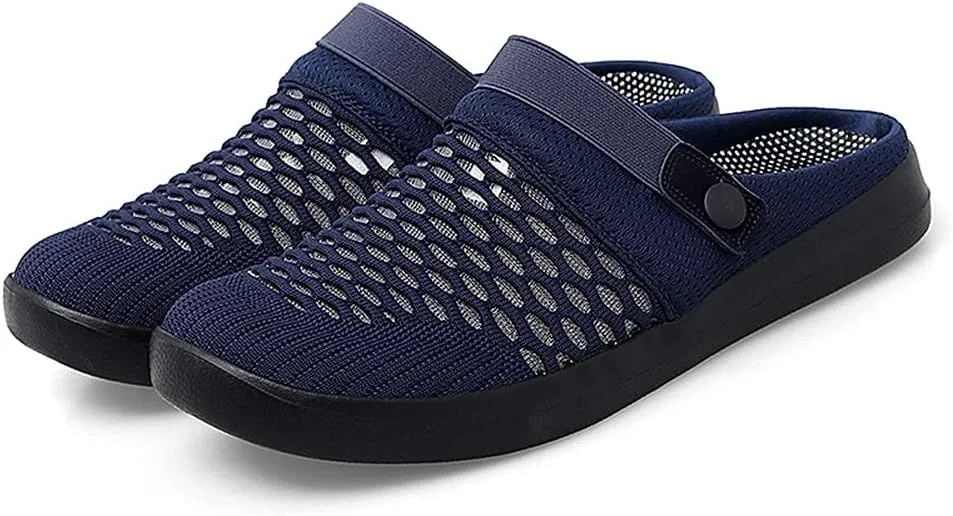 ChicLovey Mens Hollow Mesh Breathable Walking Slippers Garden Clog Summer Shoes Sandals