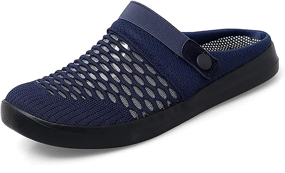 ChicLovey Mens Hollow Mesh Breathable Walking Slippers Garden Clog Summer Shoes Sandals
