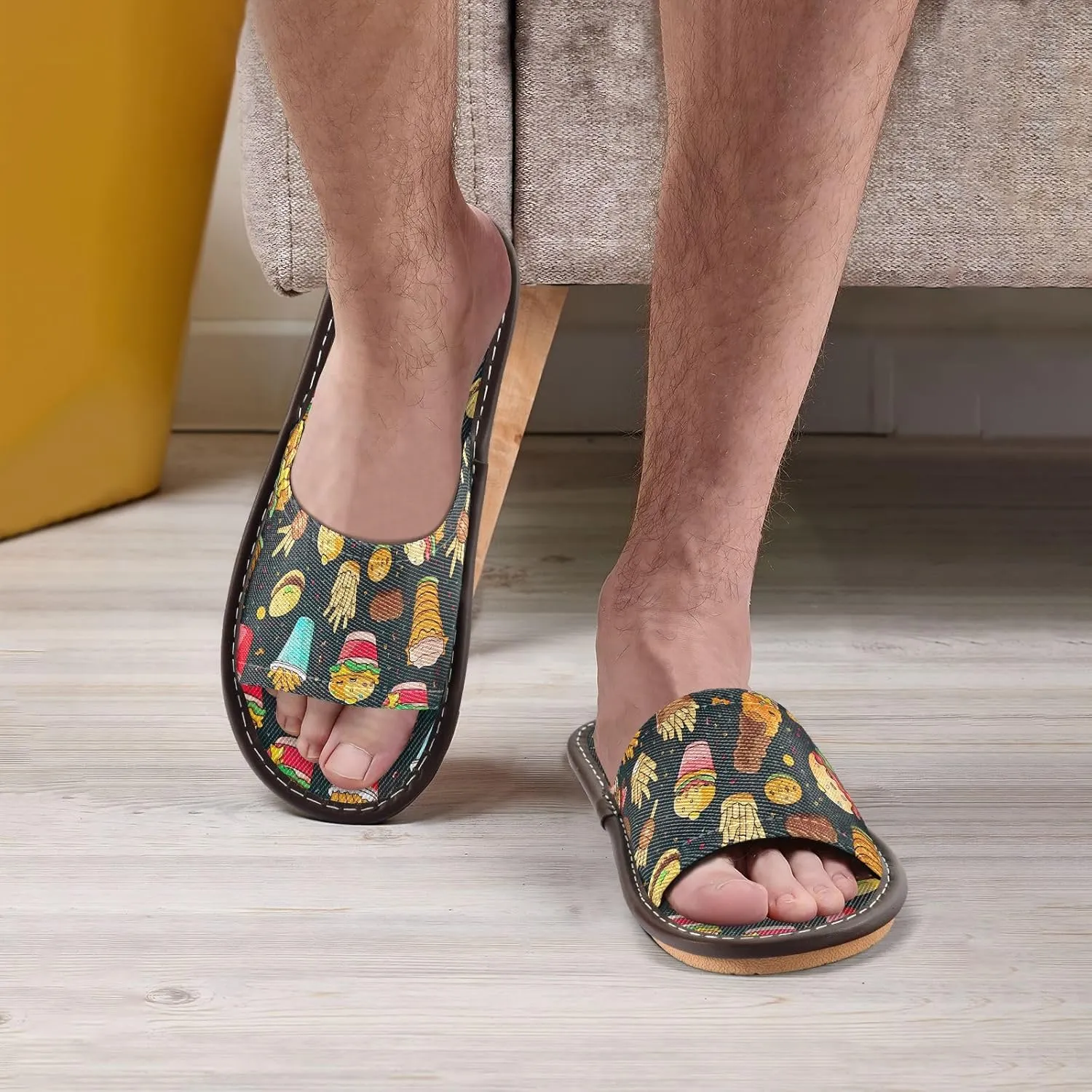 CHIFIGNO Reusable Open-toe House Shoes for Hospital with Anti-skid Sole Size 4-5