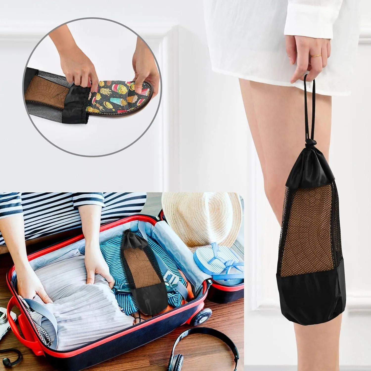CHIFIGNO Reusable Open-toe House Shoes for Hospital with Anti-skid Sole Size 4-5