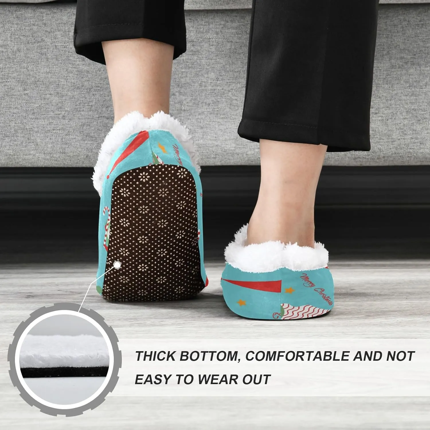 Christmas Gnomes Santa Xmas Elf Indoor House Slippers Spa Winter Slipper Home Slippers Soft Memory Foam Slipper Non Slip for Travel Hotel Bedroom Shoes M