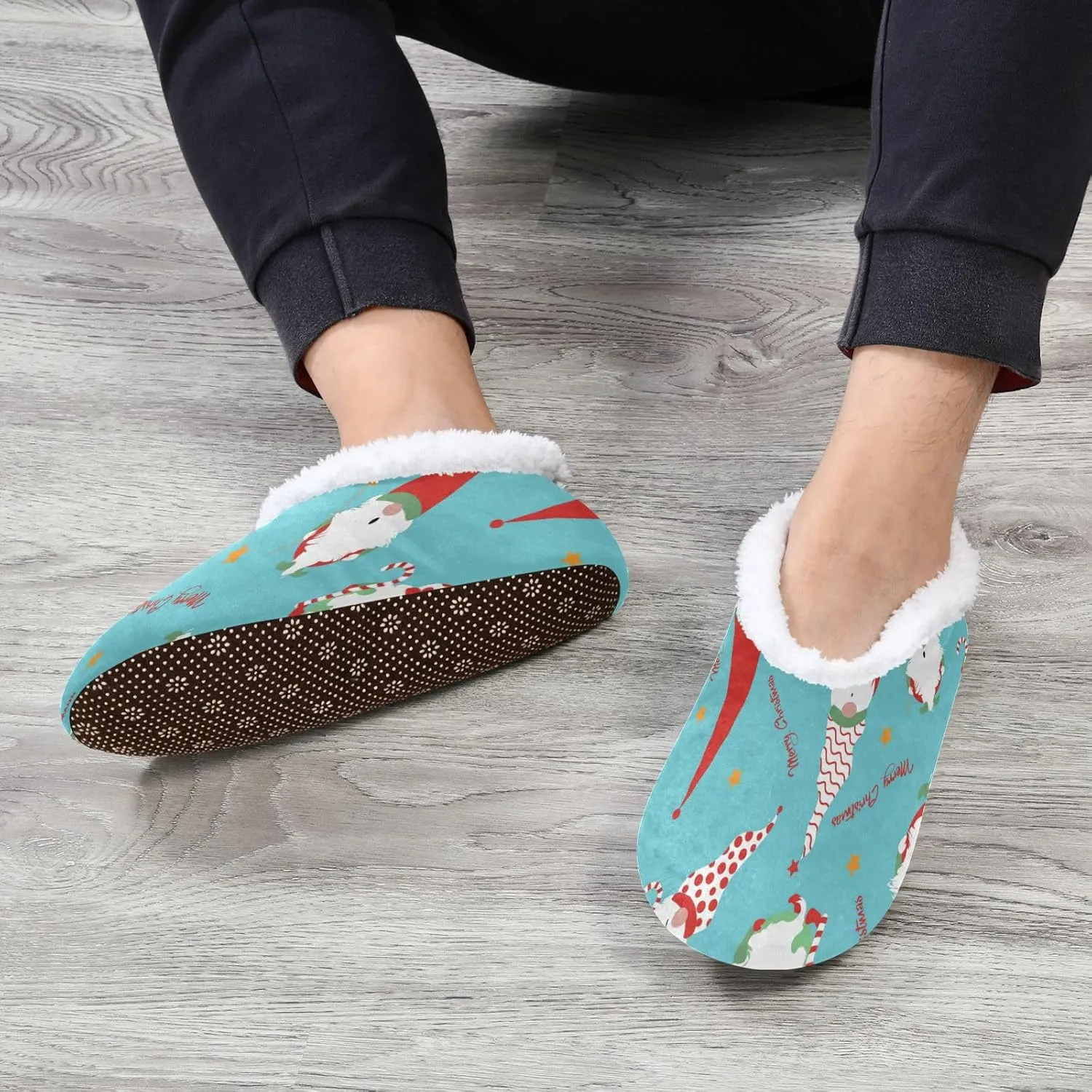 Christmas Gnomes Santa Xmas Elf Indoor House Slippers Spa Winter Slipper Home Slippers Soft Memory Foam Slipper Non Slip for Travel Hotel Bedroom Shoes M