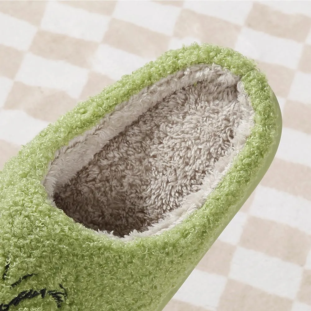 Christmas Plush Slippers - Cartoon Winter Soft Green Merry Women's Men's Slippers