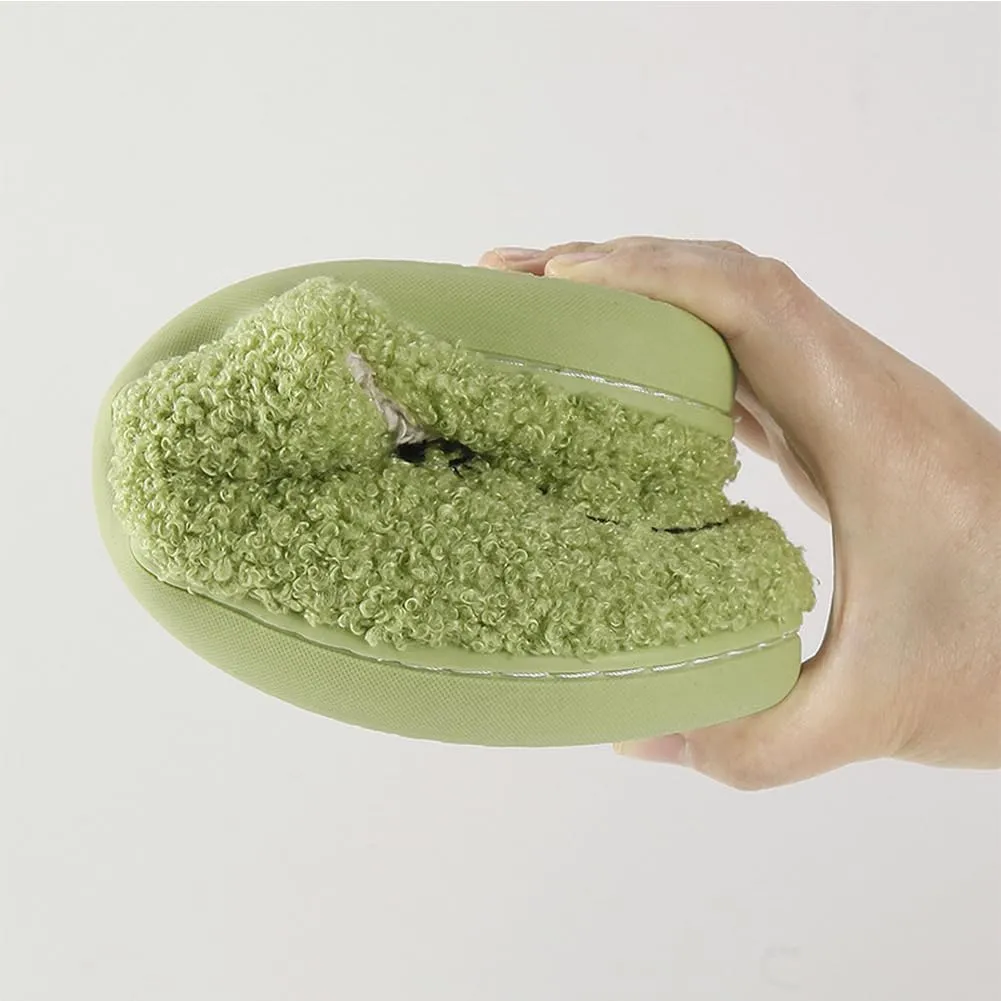 Christmas Plush Slippers - Cartoon Winter Soft Green Merry Women's Men's Slippers