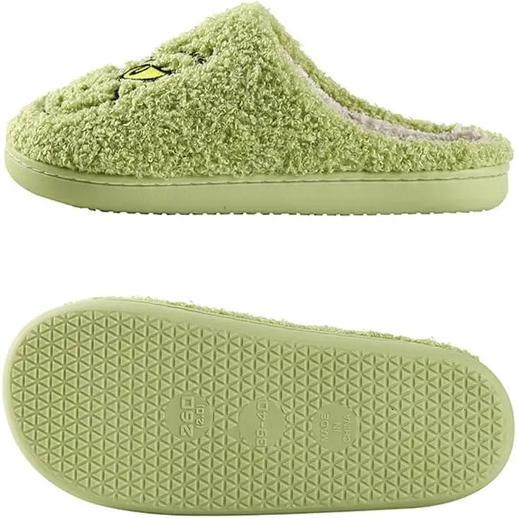 Christmas Plush Slippers - Cartoon Winter Soft Green Merry Women's Men's Slippers