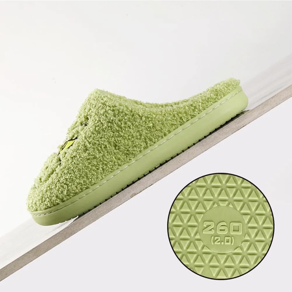 Christmas Plush Slippers - Cartoon Winter Soft Green Merry Women's Men's Slippers
