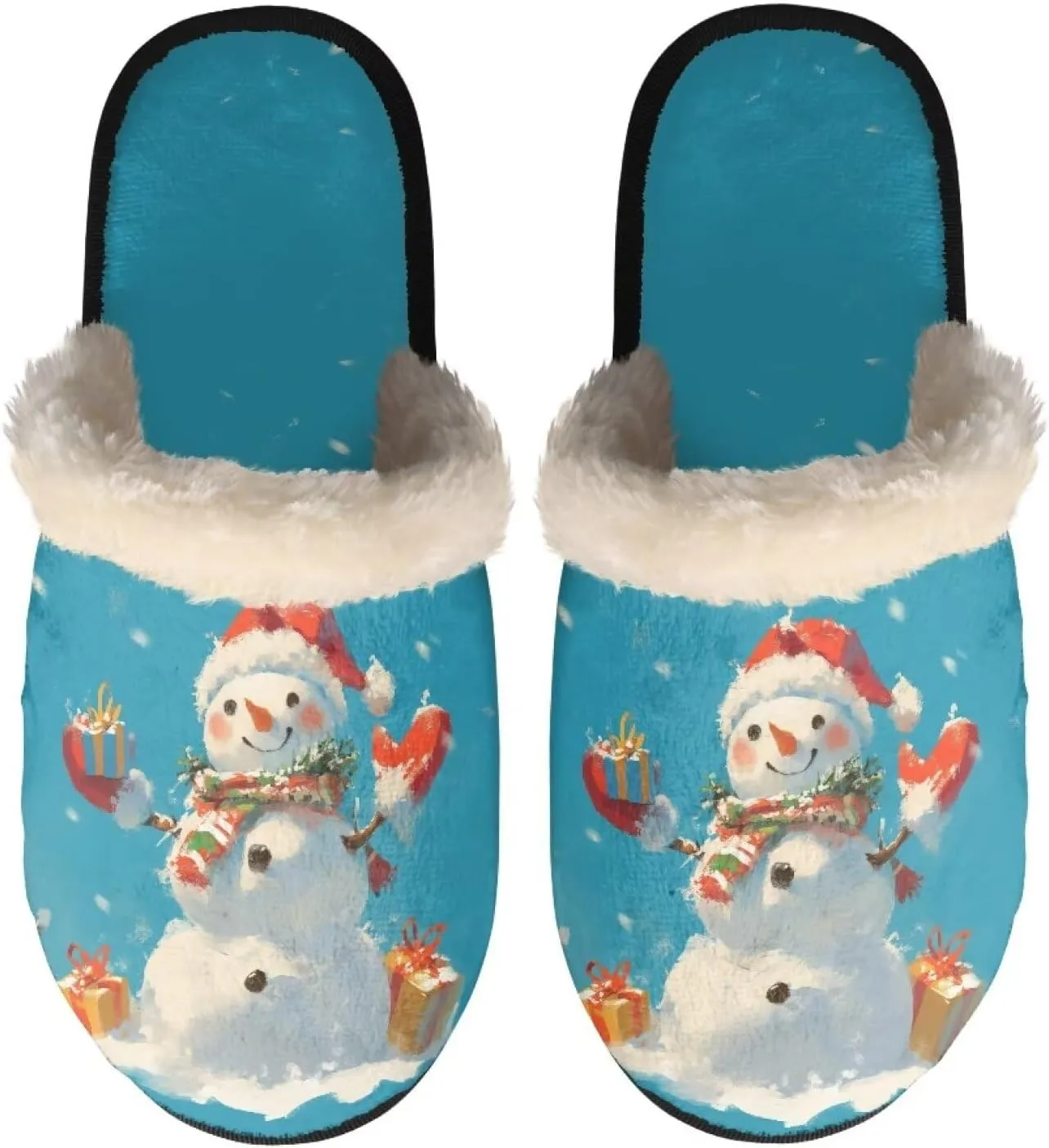 Christmas Slippers Soft Cushion Fuzzy Slippers for Women Indoor Cute Warm Anti-Slip Bedroom Slippers for Kids