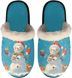 Christmas Slippers Soft Cushion Fuzzy Slippers for Women Indoor Cute Warm Anti-Slip Bedroom Slippers for Kids