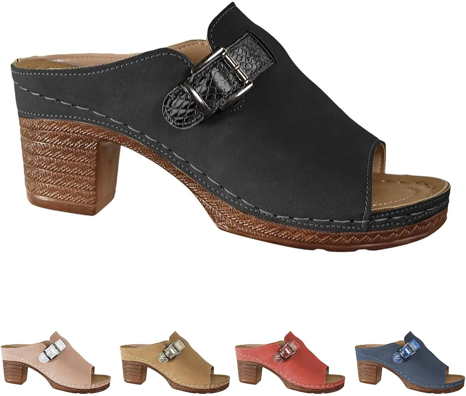 Chunky Heel Sandals for Women 2025 Dressy Open Toe Summer Comfortable Platform Wedge Sandals Boho Slip On Slippers Walking Shoes