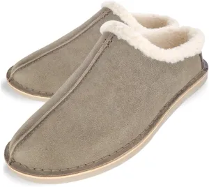 Clarks Men's Suede Leather Clog Slippers With Faux Shearling Collar , JMS0572,Indoor/Outdoor Low Open Back Slip-Ons, Sage, 10 UK