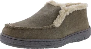 Clarks Sage/Natural Suede Moccasin Faux Fur Lining Indoor Outdoor Bootie Slipper (Sage/Natural, 12)