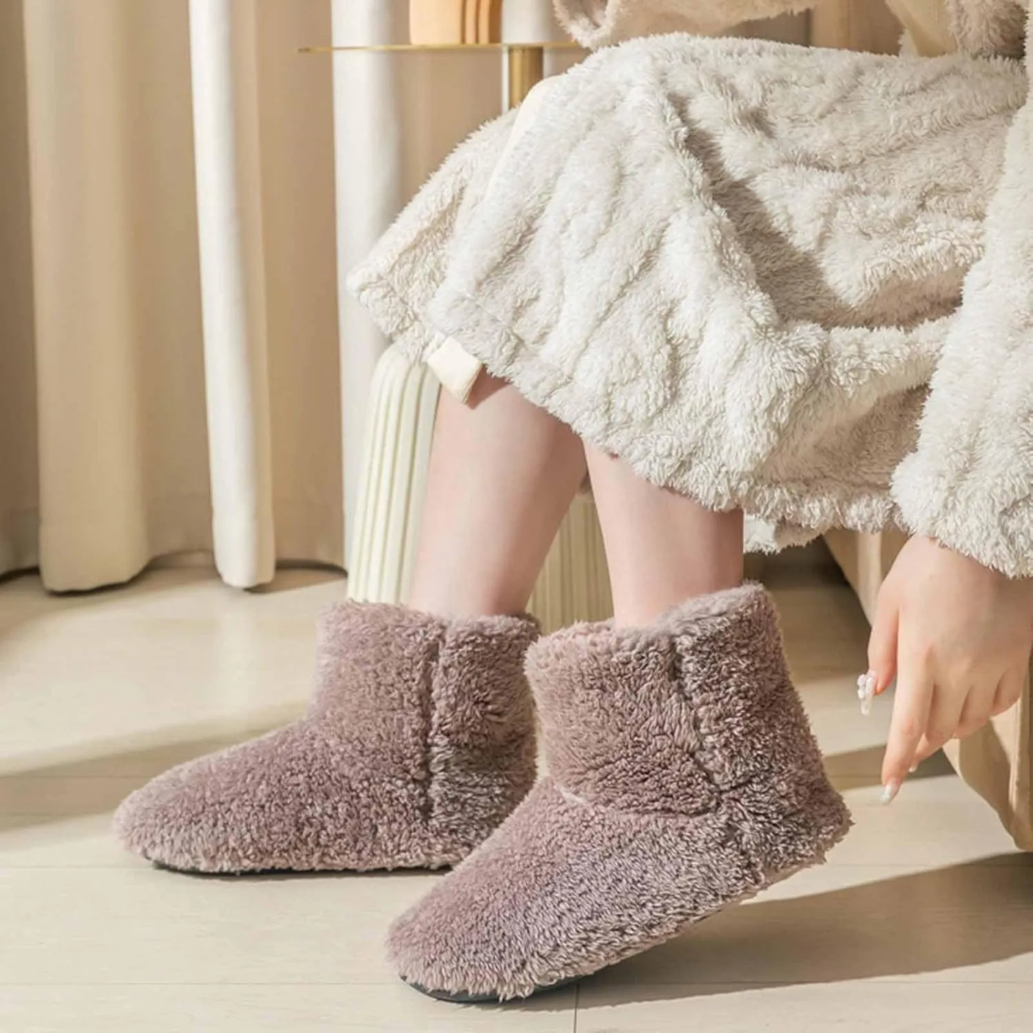 CLOUDEMO Boot Slippers for Women Indoor, Slipper Socks for Women, Cozy Warm Lined Non-Slip House Booties Slippers