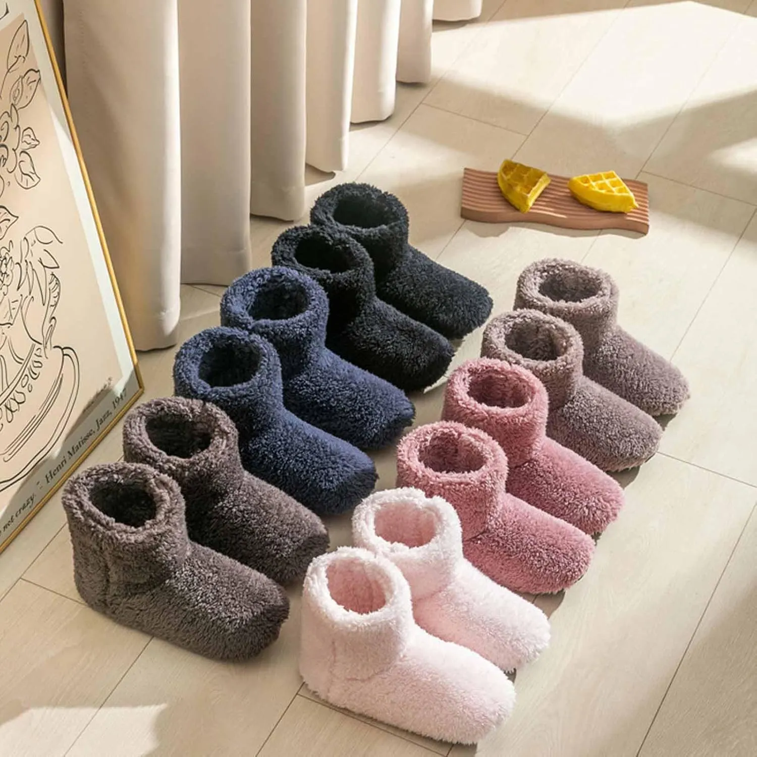 CLOUDEMO Boot Slippers for Women Indoor, Slipper Socks for Women, Cozy Warm Lined Non-Slip House Booties Slippers