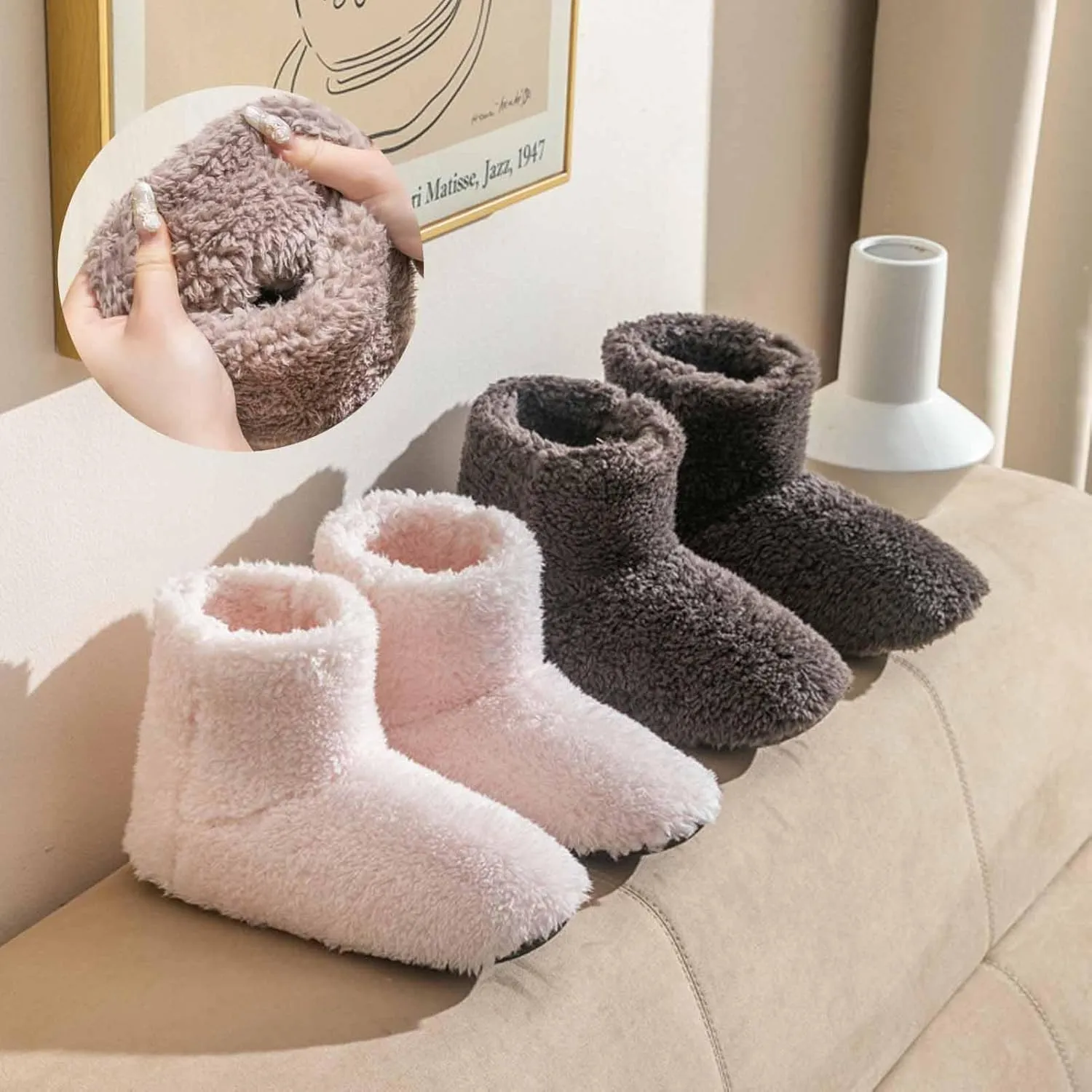 CLOUDEMO Boot Slippers for Women Indoor, Slipper Socks for Women, Cozy Warm Lined Non-Slip House Booties Slippers