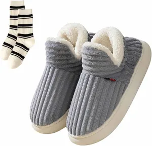 CLOUDEMO Sunmoine Cloud Slippers,Pillow Warm Fuzzy House Slippers, Anti-Skid Cozy Plush for Indoor Outdoor Warm Slippers (Grey,10-10.5)