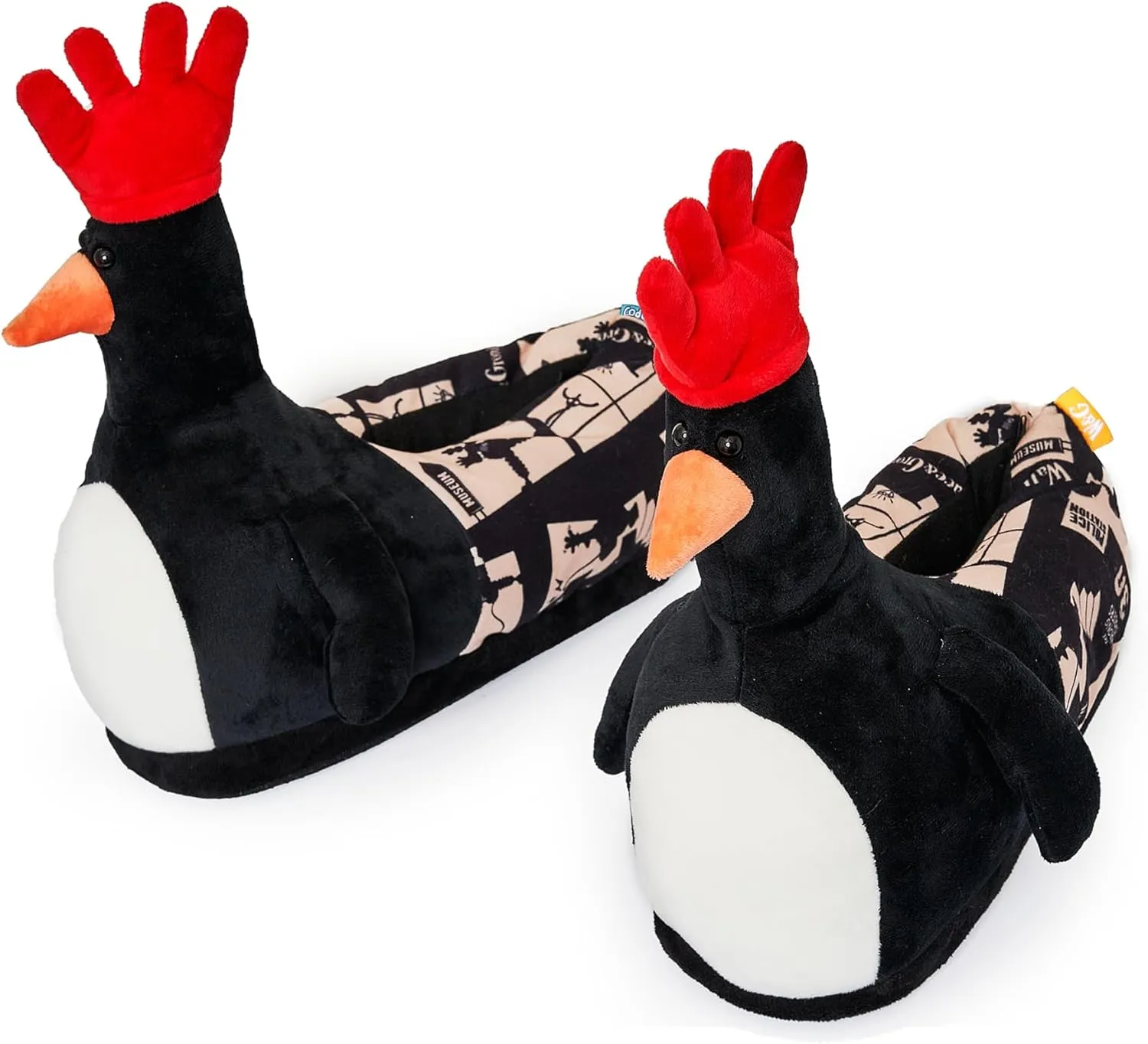 Coddies Feathers McGraw Wallace & Gromit Plush Slippers - Penguin Slippers - Unisex Adults & Kids - Black - Faux Fur - Slip Resistant - Cushioned - Winter - Women's - Slipper