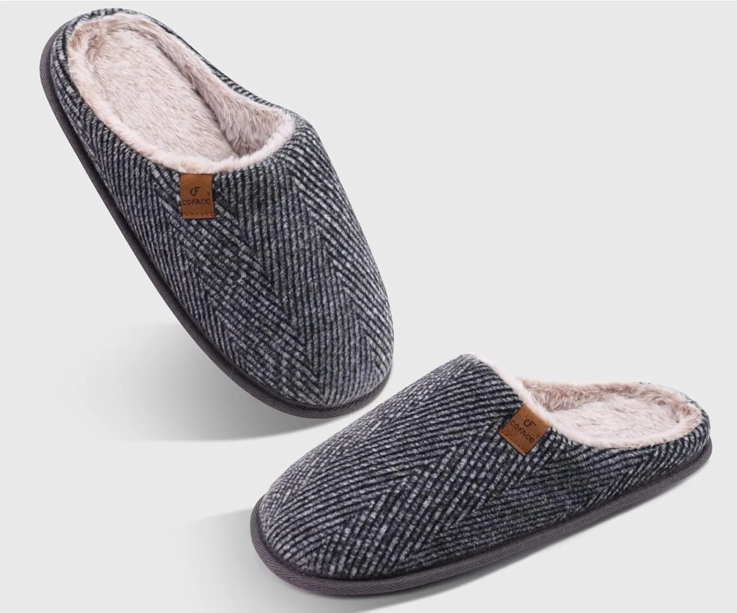 COFACE Unisex Mens Womens Cozy Memory Foam Scuff Slippers Casual Slip On Warm House Shoes Indoor/Outdoor Sandal Slippers With Arch Support Rubber Sole Size 4-15