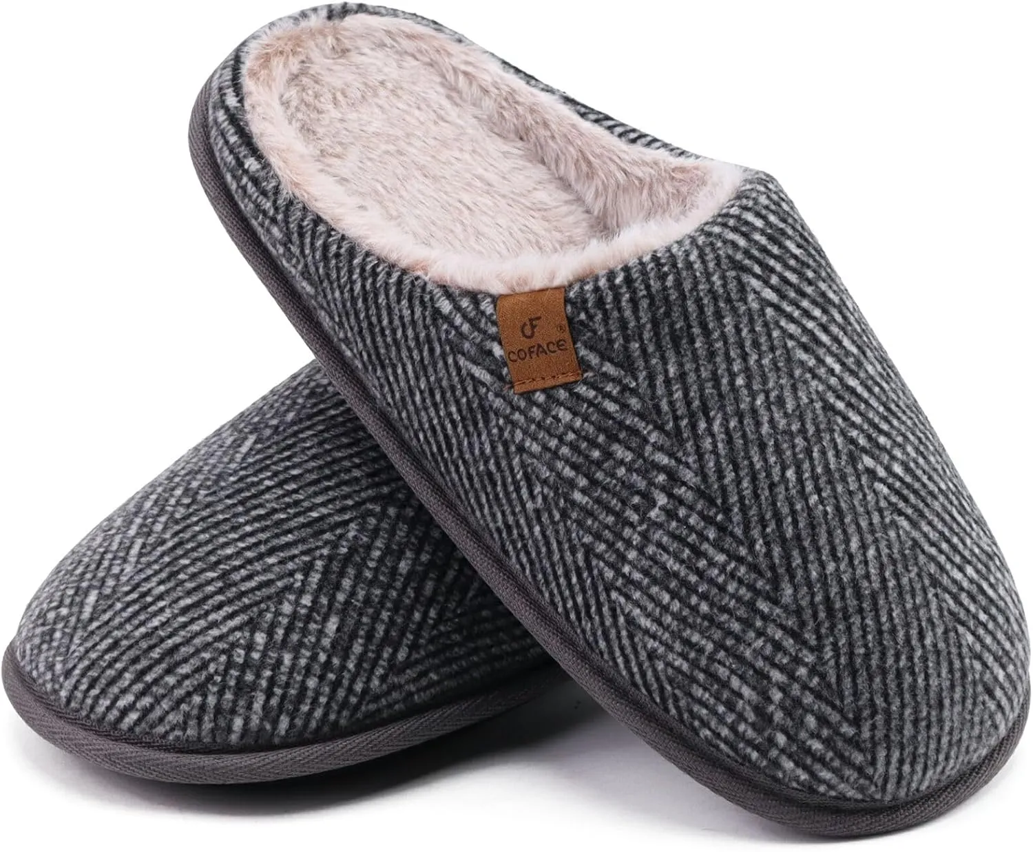 COFACE Unisex Mens Womens Cozy Memory Foam Scuff Slippers Casual Slip On Warm House Shoes Indoor/Outdoor Sandal Slippers With Arch Support Rubber Sole Size 4-15
