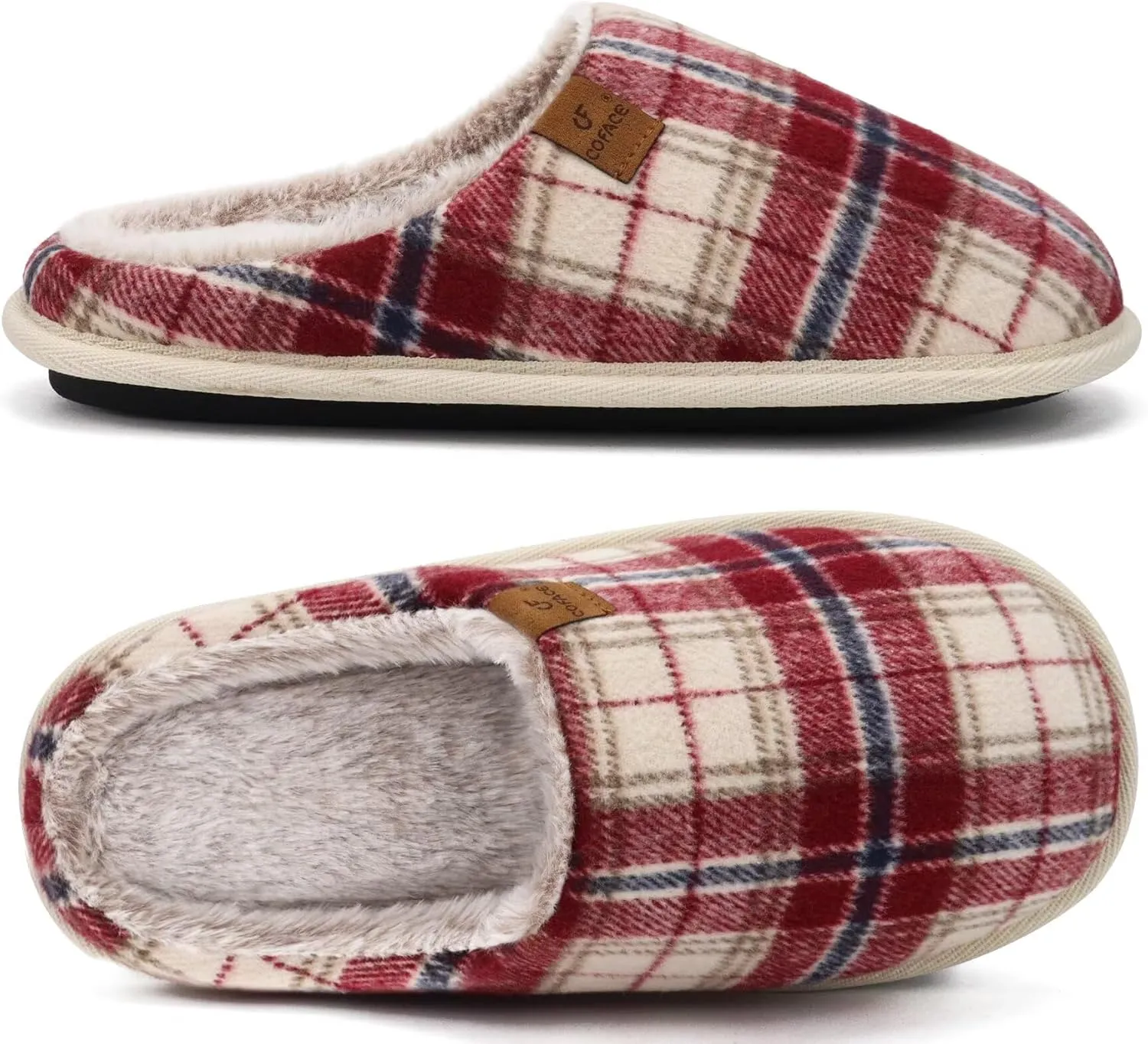 COFACE Unisex Mens Womens Cozy Memory Foam Scuff Slippers Casual Slip On Warm House Shoes Indoor/Outdoor Sandal Slippers With Arch Support Rubber Sole Size 4-15