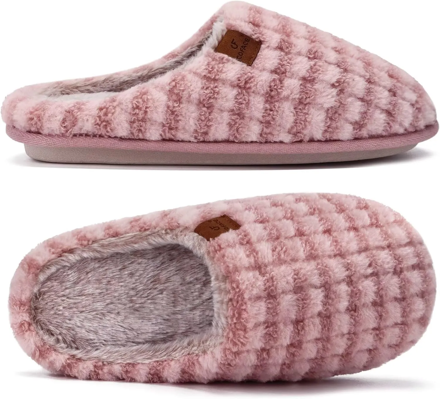 COFACE Unisex Mens Womens Cozy Memory Foam Scuff Slippers Casual Slip On Warm House Shoes Indoor/Outdoor Sandal Slippers With Arch Support Rubber Sole Size 4-15