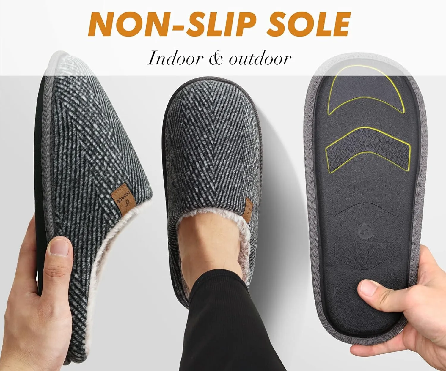 COFACE Unisex Mens Womens Cozy Memory Foam Scuff Slippers Casual Slip On Warm House Shoes Indoor/Outdoor Sandal Slippers With Arch Support Rubber Sole Size 4-15