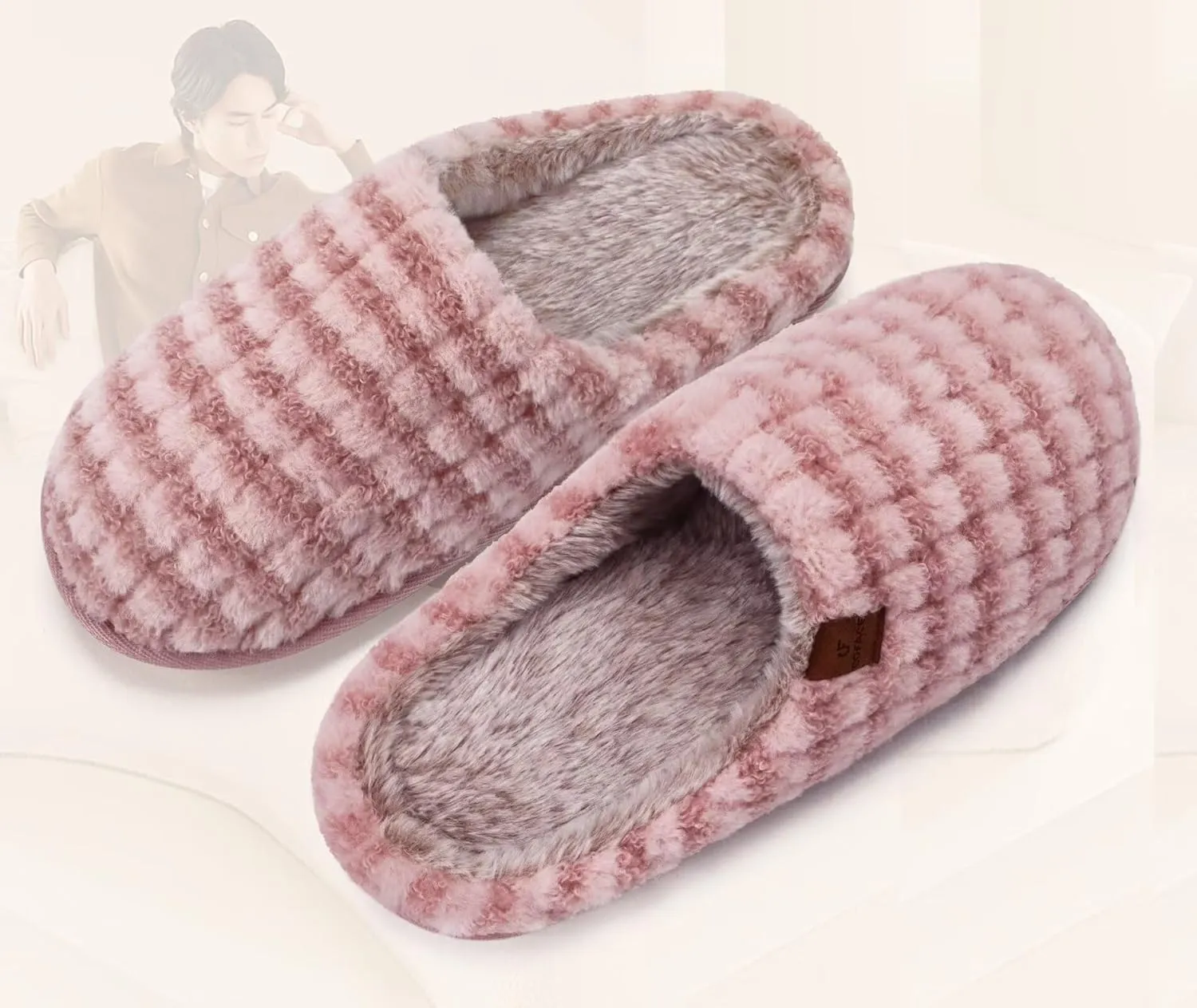 COFACE Unisex Mens Womens Cozy Memory Foam Scuff Slippers Casual Slip On Warm House Shoes Indoor/Outdoor Sandal Slippers With Arch Support Rubber Sole Size 4-15